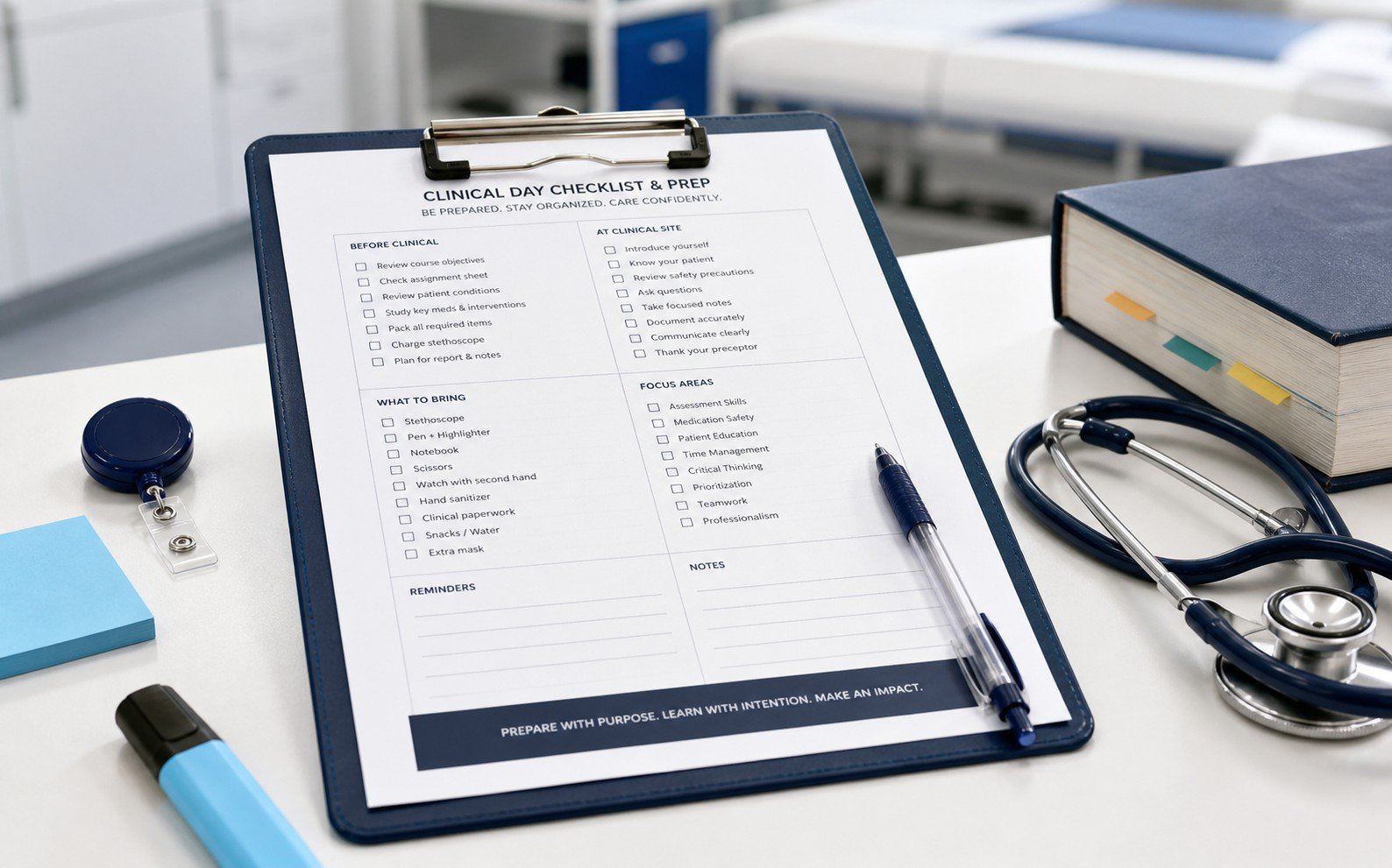Clinical day prep checklist preview