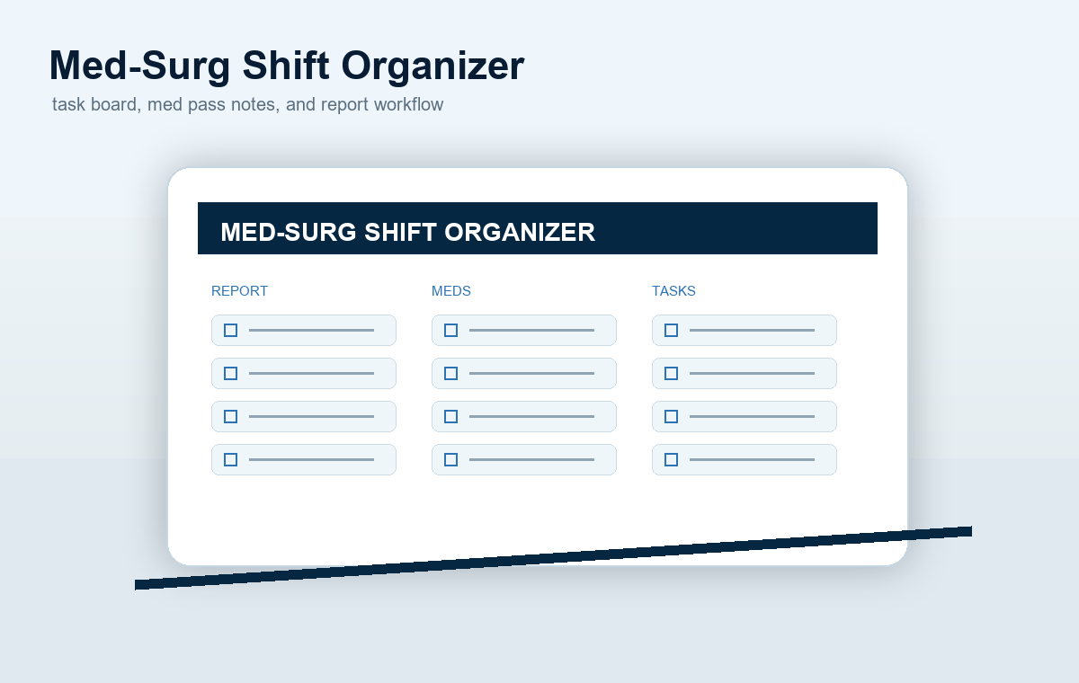 Med-Surg shift organizer task board preview