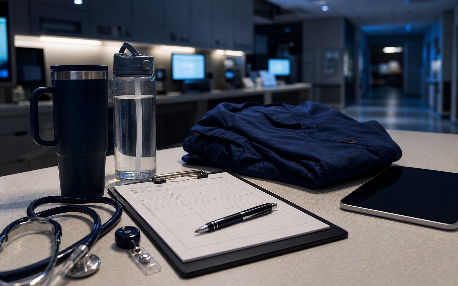 Calm night shift recovery plan and day-off reset workspace