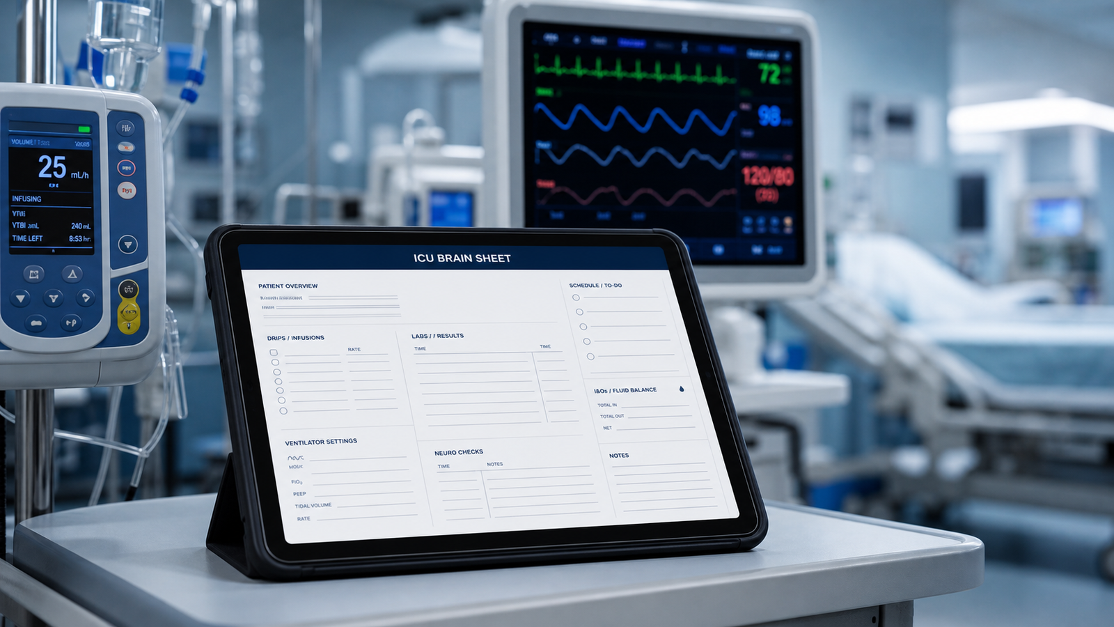 ICU Brain Sheet realistic preview