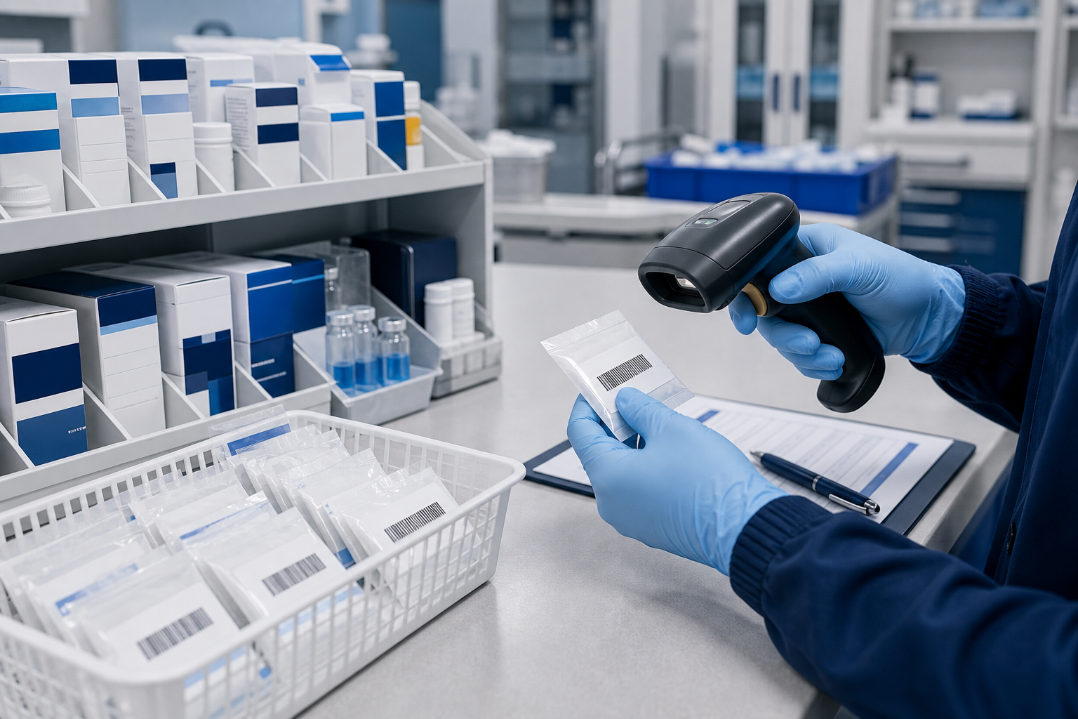 Medication room barcode scanning workflow with unit-dose packets